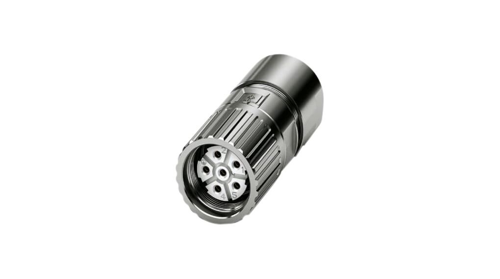 Circular Connector, M23, Socket, Straight, Poles - 6, Crimp, Cable Mount